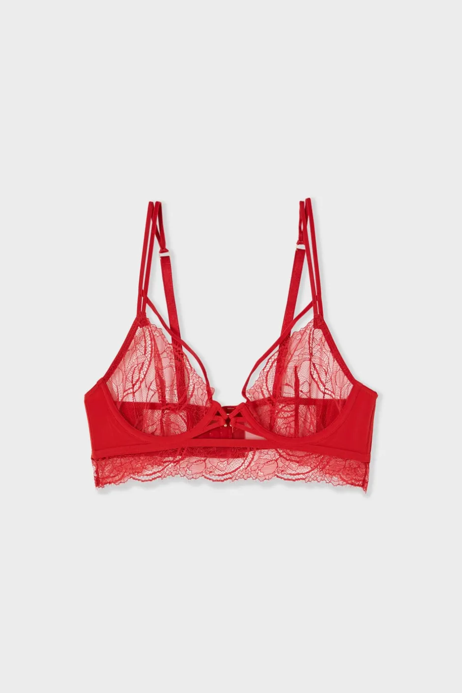 ETAM Sujetadores De Encaje|Sujetadores Sexy|Sujetador bustier de encaje con tirantes dobles ROJO