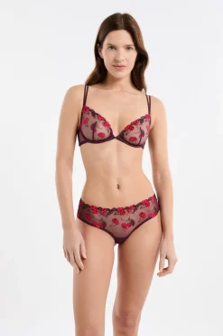 ETAM Sujetadores Talla Grande: Copas D-G|Sujetadores Sexy|Sujetador con estampado de cerezas MORADO
