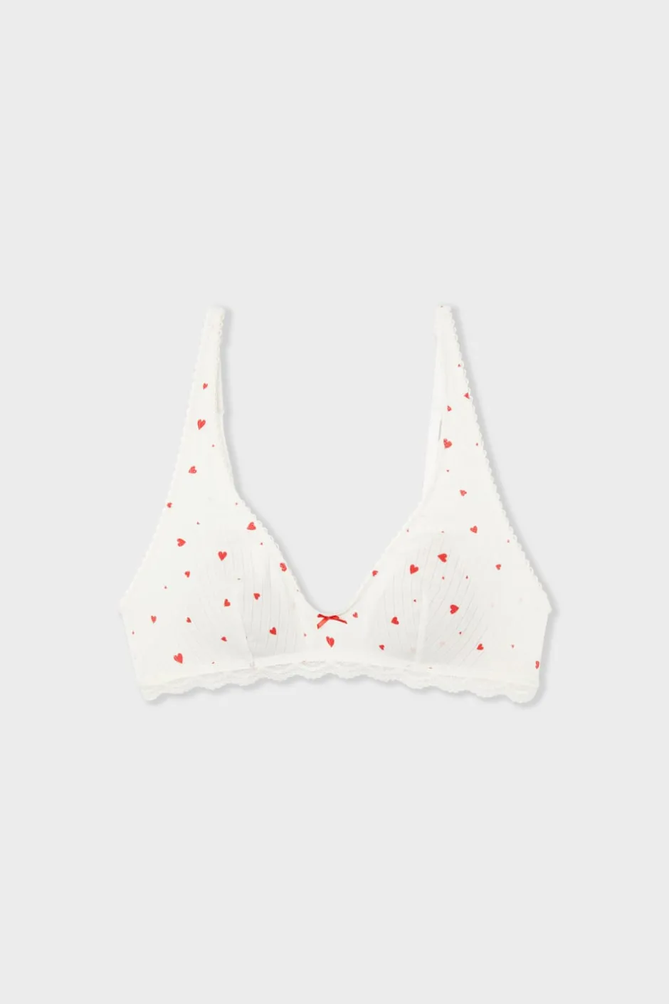 ETAM Bralette|Sin Aro|Sujetador de punto calado con estampado de corazones IMP FD BLANCO