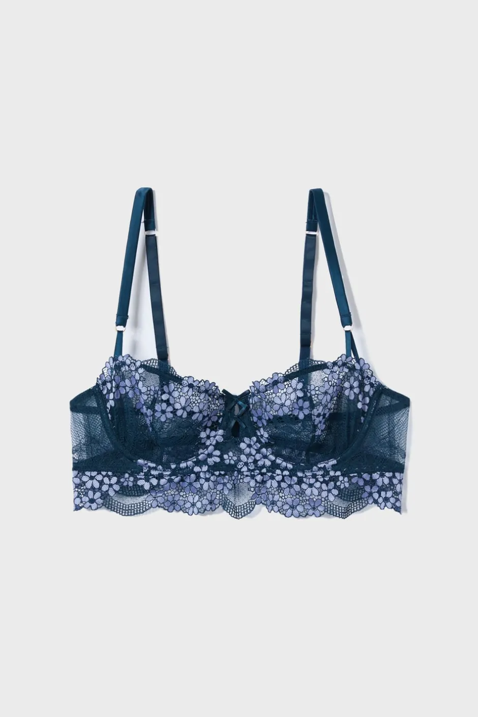 ETAM Balconette|Sujetador N. 9 - Balconnet con bordado floral AZUL MARINO
