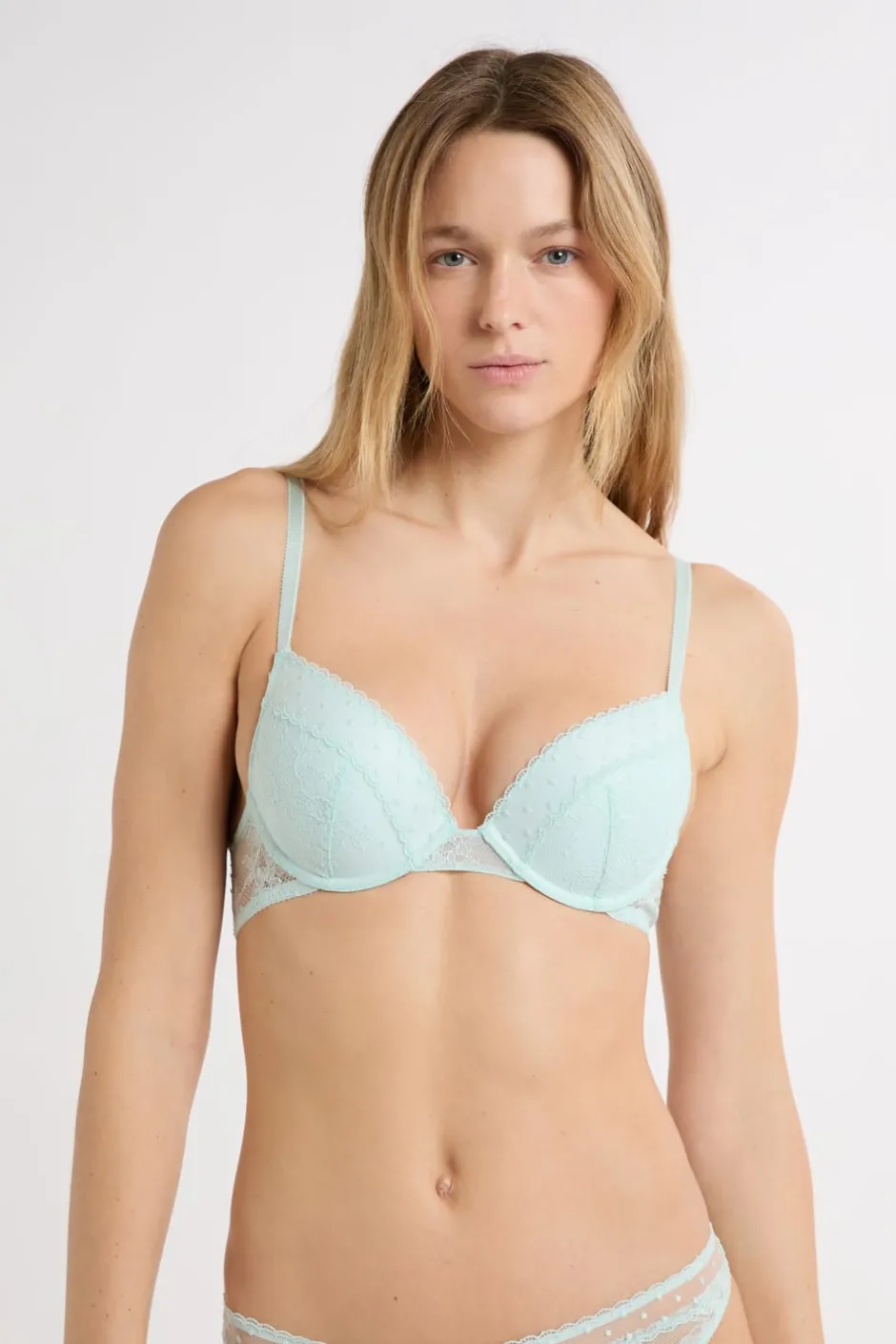 ETAM Push Up|Sujetador N.º 2 - El push-up escote pronunciado con bordado AZUL VERDOSO