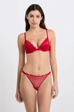 ETAM Sujetadores Sexy|Push Up|Sujetador N. 2 - Push-up escotado con detalles bordados ROJO