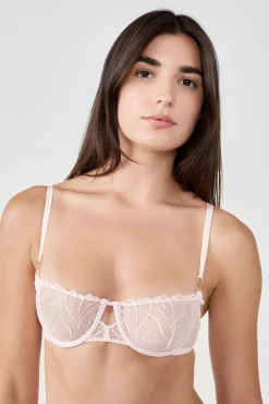 ETAM Sujetadores Talla Grande: Copas D-G|Sujetadores Sexy|Sujetador N.9 - Balconet de encaje ROSA EMPOLVADO
