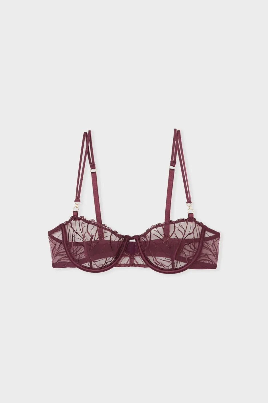 ETAM Sujetadores Talla Grande: Copas D-G|Balconette|Sujetador N.9 - Balconnet con bordado floral MORADO