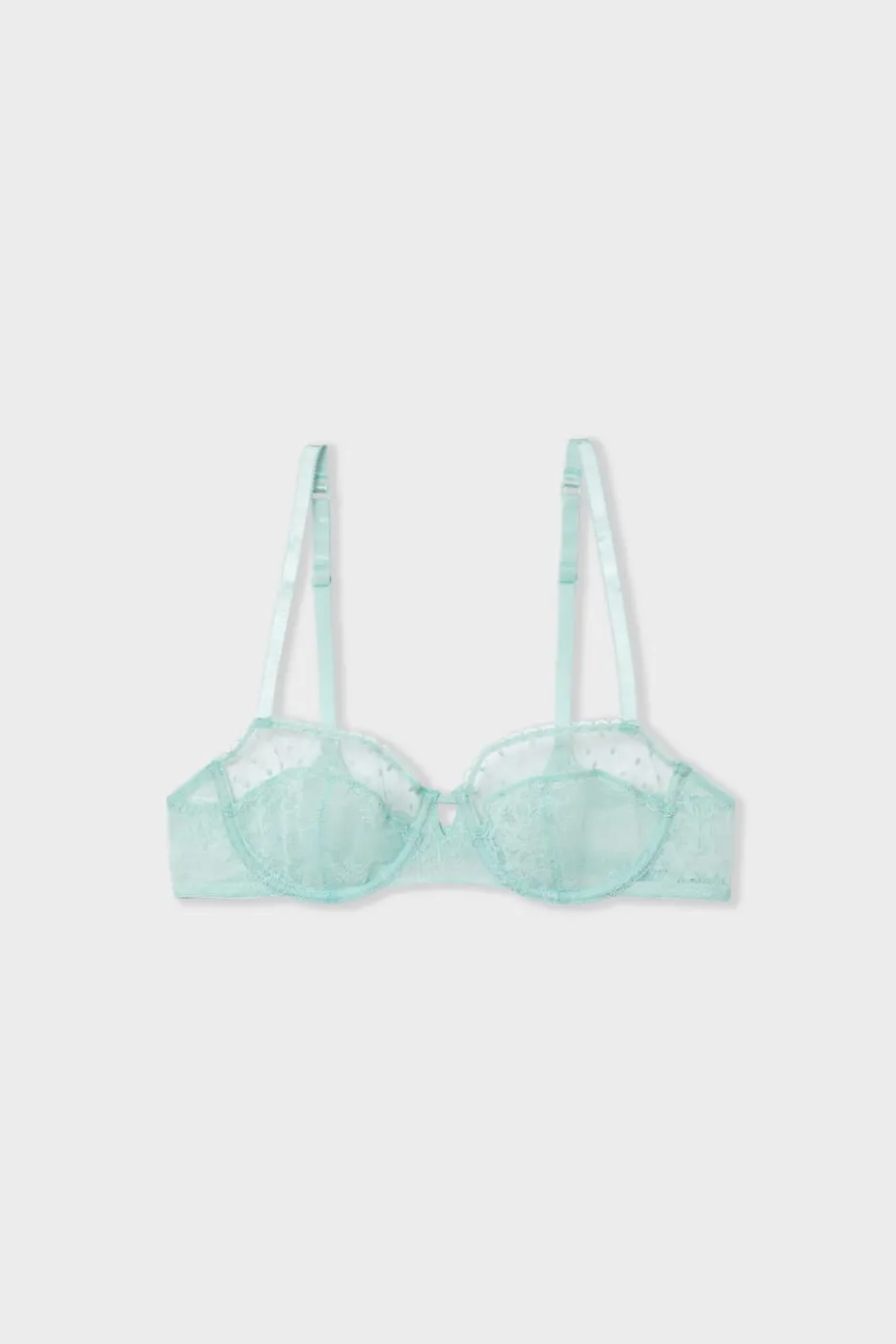ETAM Sujetadores Talla Grande: Copas D-G|Balconette|Sujetador N.9 - Balconnet con bordado AZUL VERDOSO