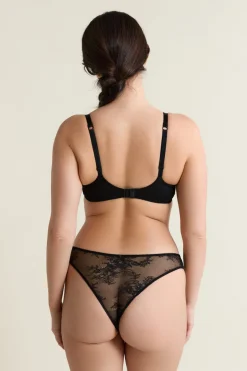 ETAM Sujetadores Talla Grande: Copas D-G|Sujetadores Sexy|Sujetador N.9 - Balconnet con bordado NEGRO