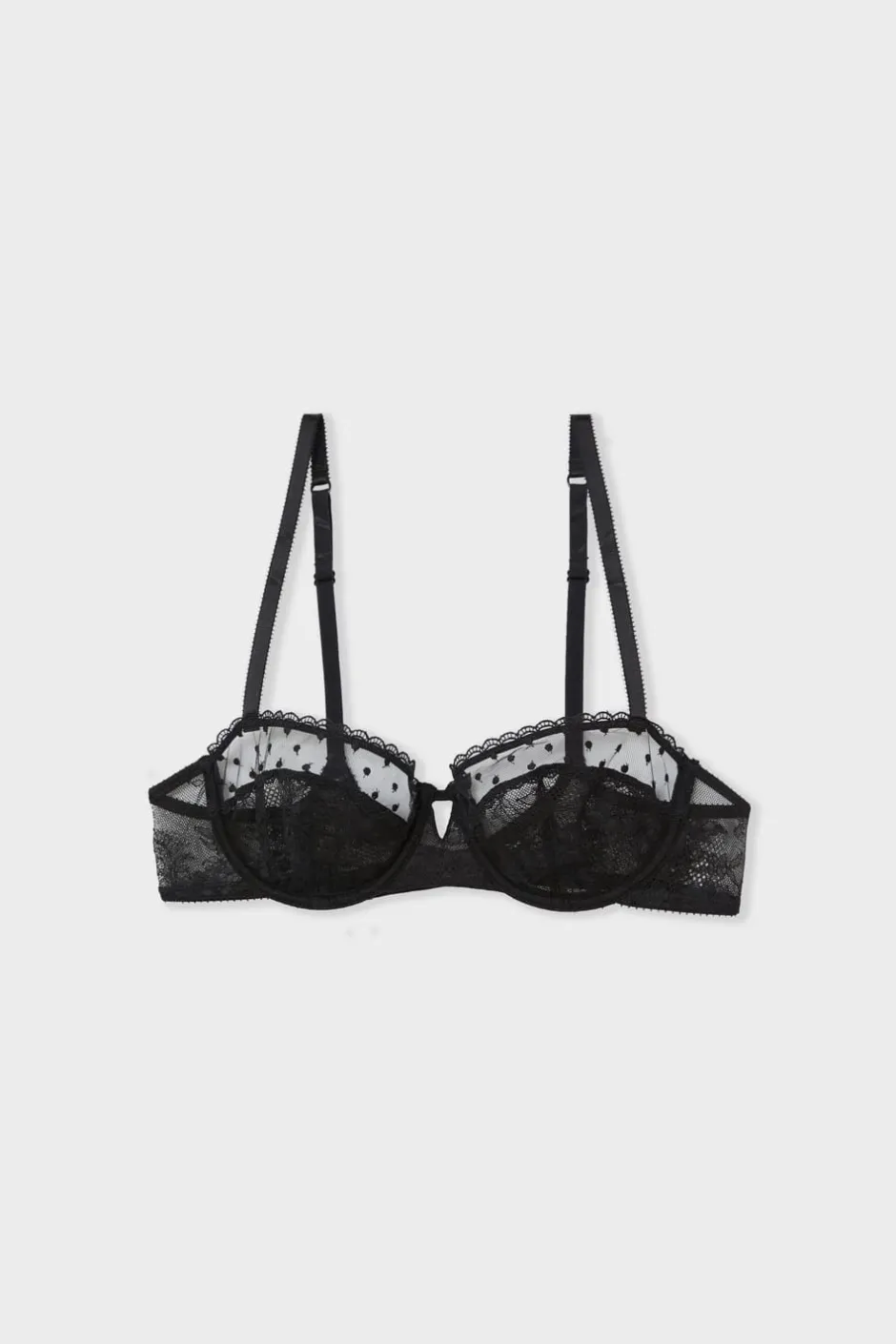 ETAM Sujetadores Talla Grande: Copas D-G|Sujetadores Sexy|Sujetador N.9 - Balconnet con bordado NEGRO