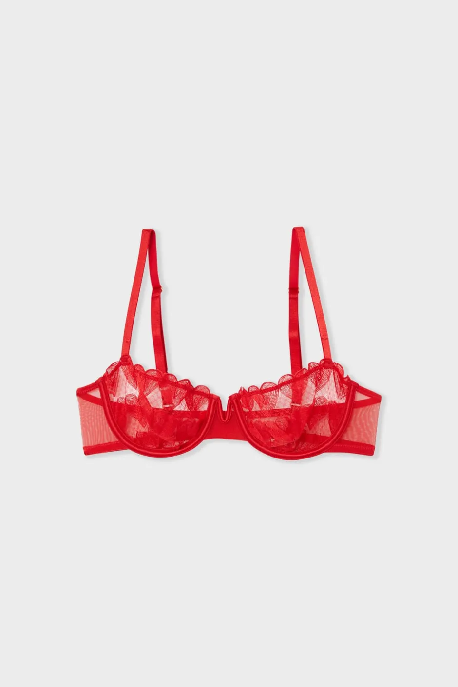 ETAM Sujetadores Talla Grande: Copas D-G|Sujetadores Sexy|Sujetador N.9 - Balconnet con bordado de corazones ROJO