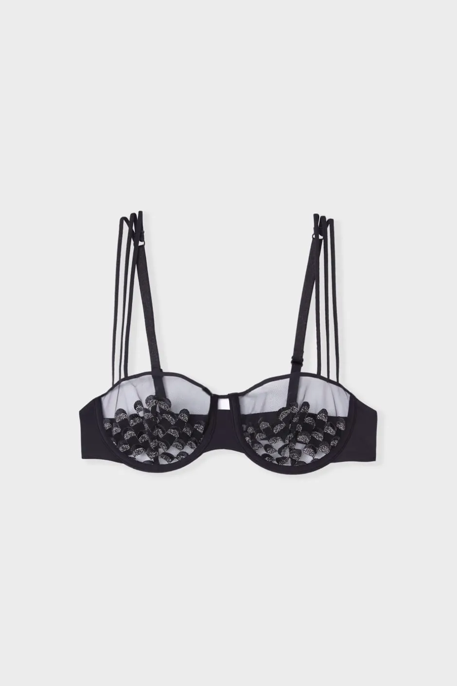 ETAM Sujetadores Talla Grande: Copas D-G|Balconette|Sujetador N.9 - Balconnet con detalles bordados NEGRO