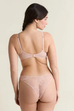 ETAM Sujetadores Talla Grande: Copas D-G|Balconette|Sujetador N.9 - Balconnet con bordado rosa nude