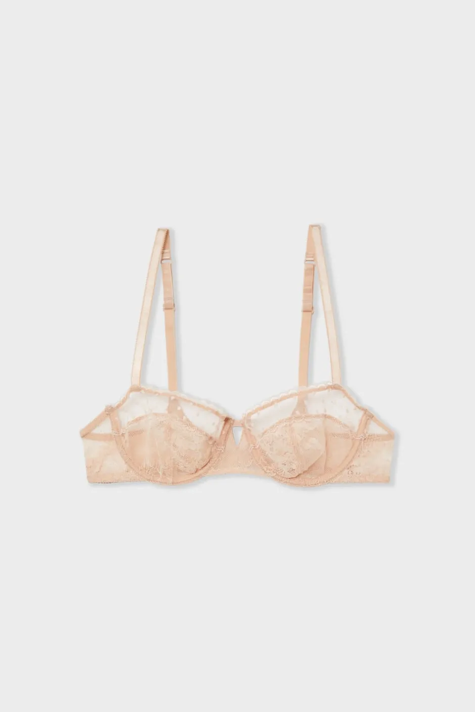ETAM Sujetadores Talla Grande: Copas D-G|Balconette|Sujetador N.9 - Balconnet con bordado rosa nude