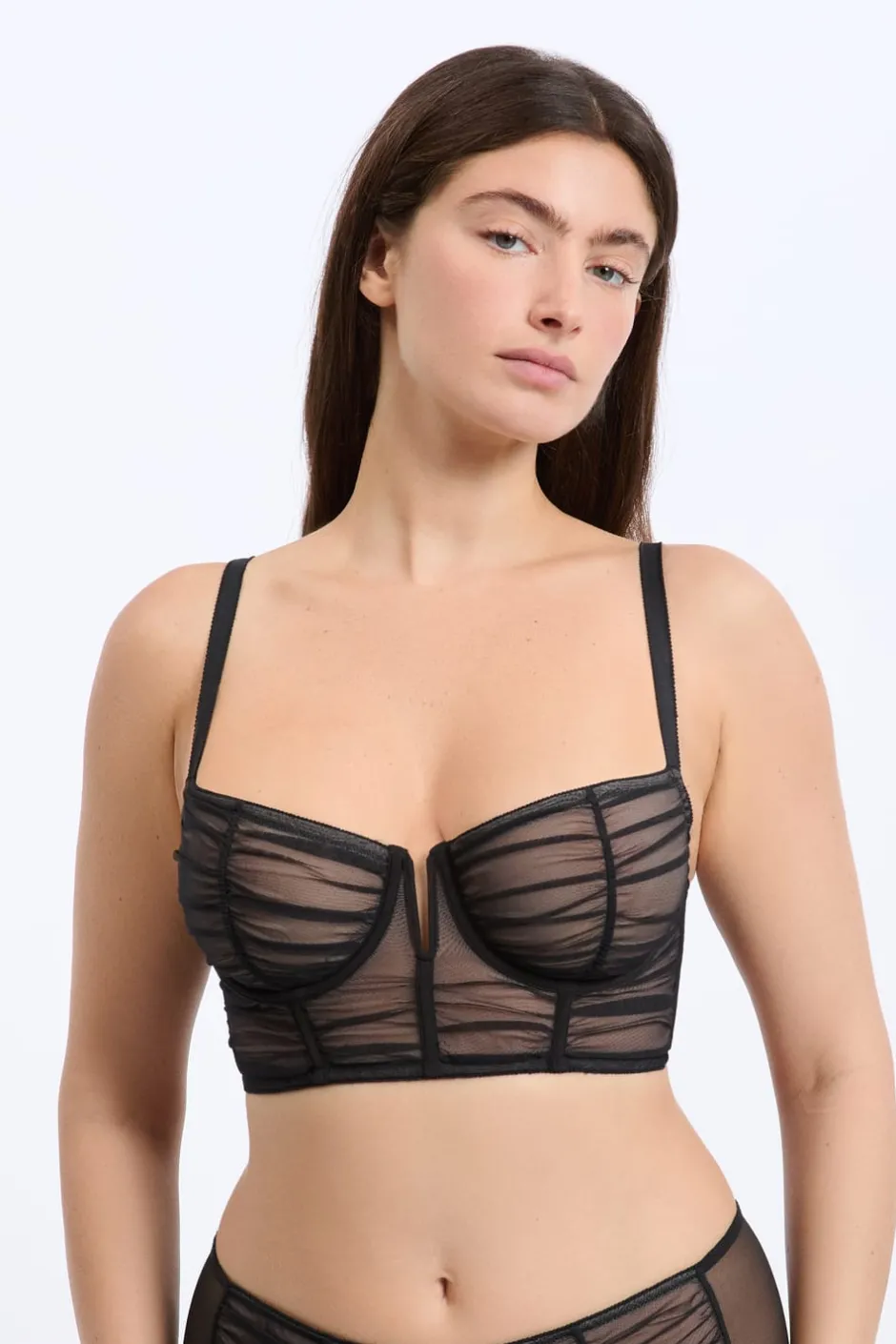 ETAM Sujetadores Talla Grande: Copas D-G|Bustier|Sujetador N.9 - Balconnet de tul NEGRO