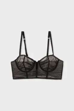 ETAM Sujetadores Talla Grande: Copas D-G|Bustier|Sujetador N.9 - Balconnet de tul NEGRO