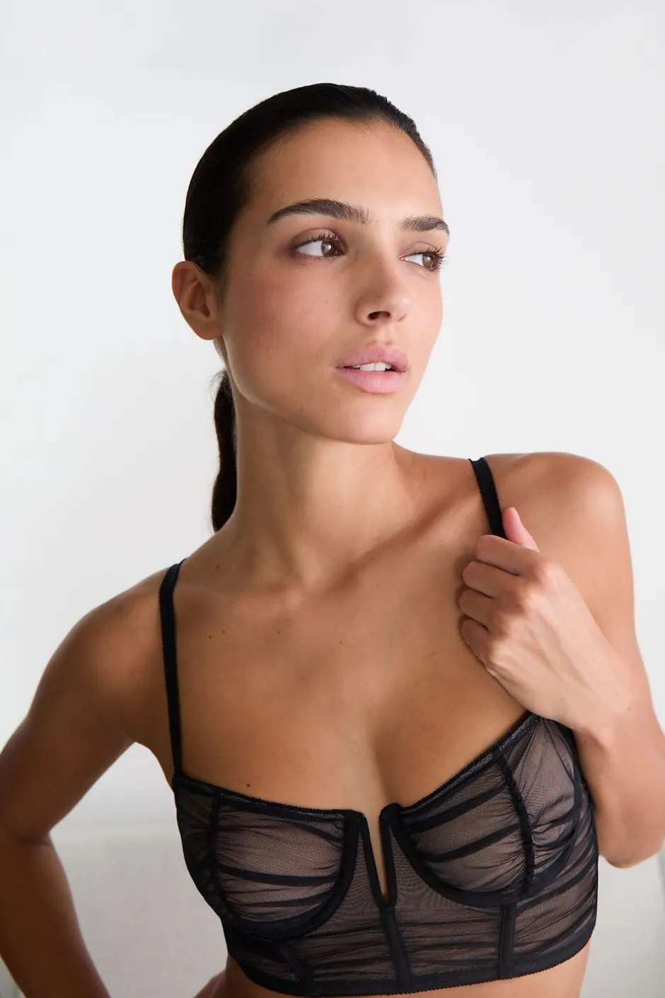 ETAM Sujetadores Talla Grande: Copas D-G|Bustier|Sujetador N.9 - Balconnet de tul NEGRO