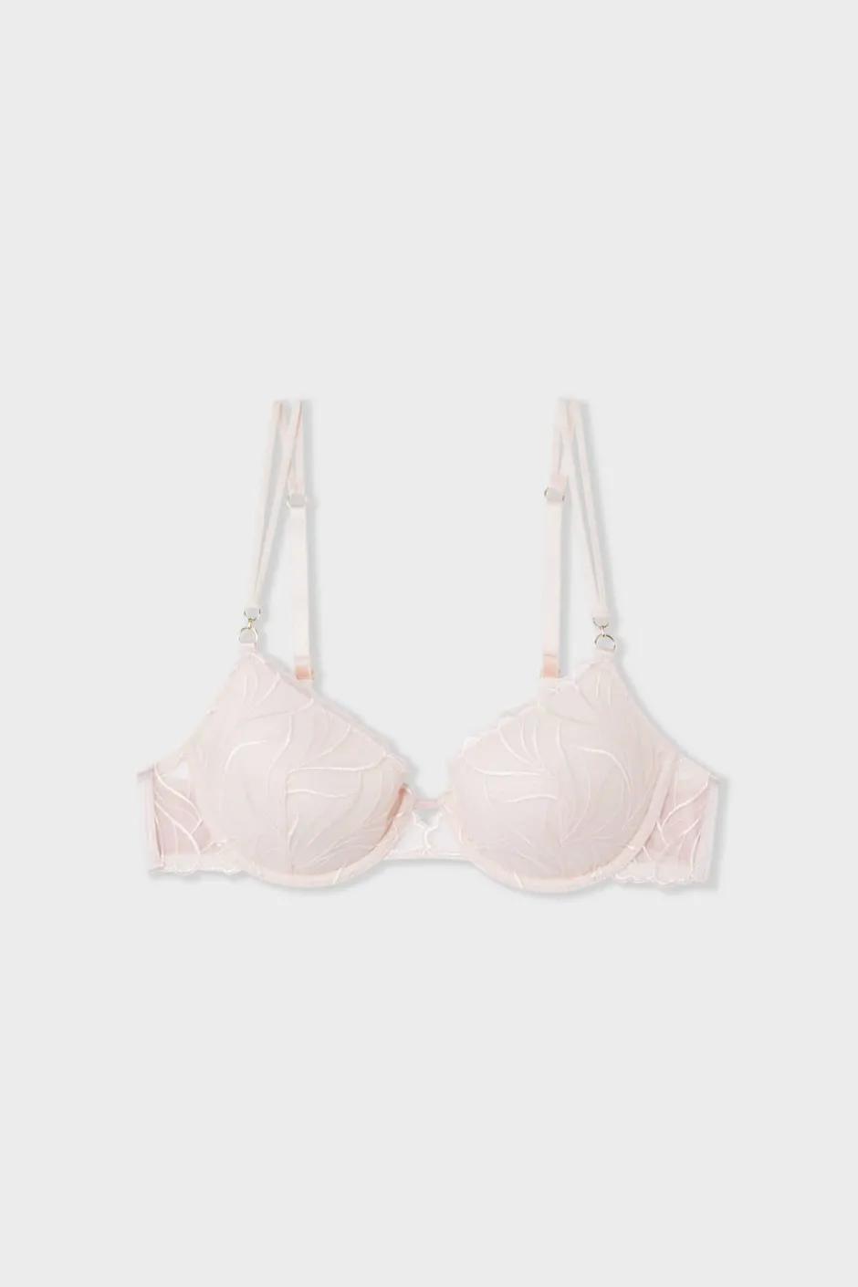 ETAM Sujetadores Talla Grande: Copas D-G|Balconette|Sujetador N.4 - Copas finas con bordado floral ROSA EMPOLVADO