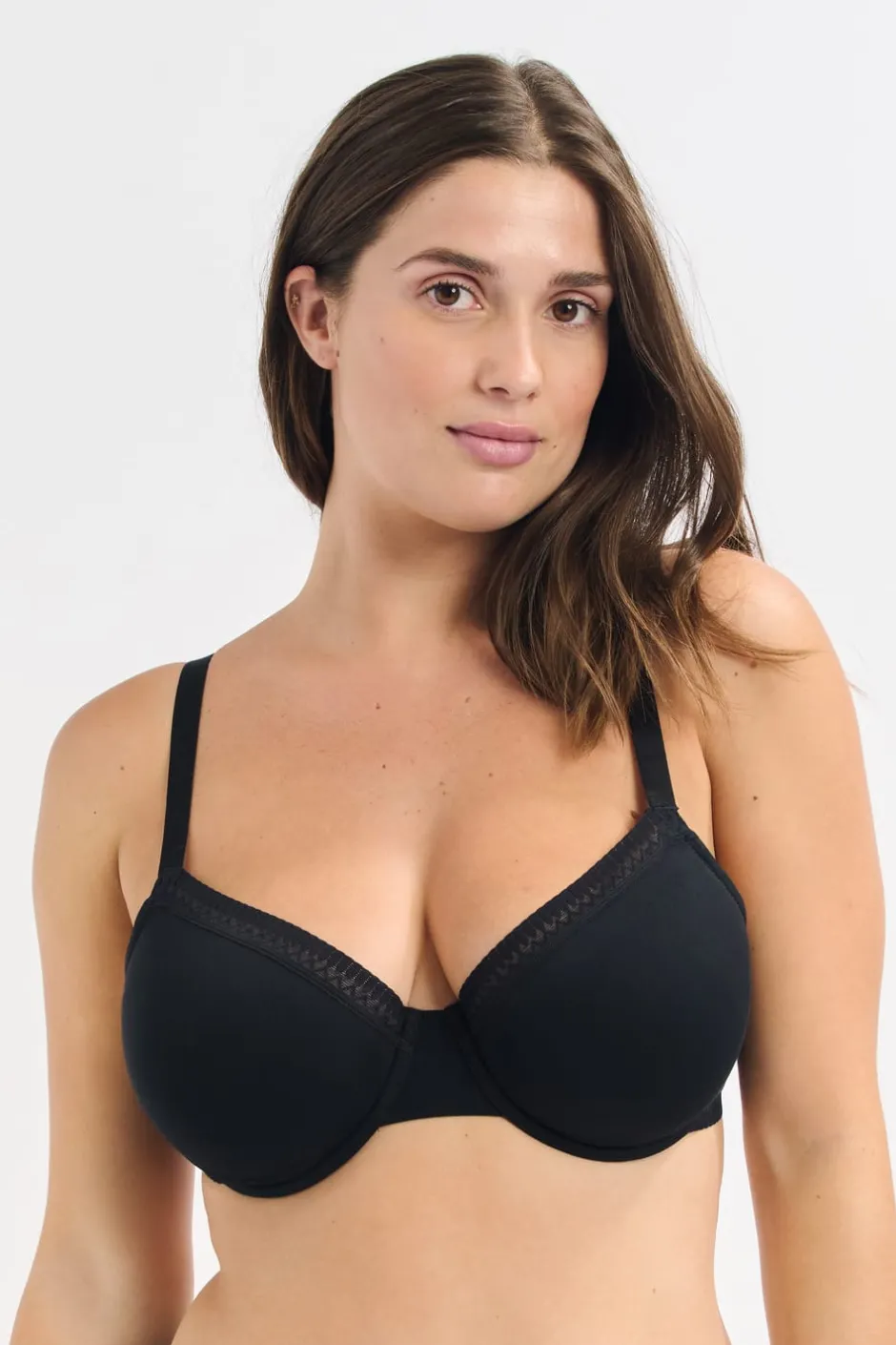 ETAM Sujetadores Talla Grande: Copas D-G|Balconette|Sujetador N.4 - Copas finas de algodón orgánico NEGRO