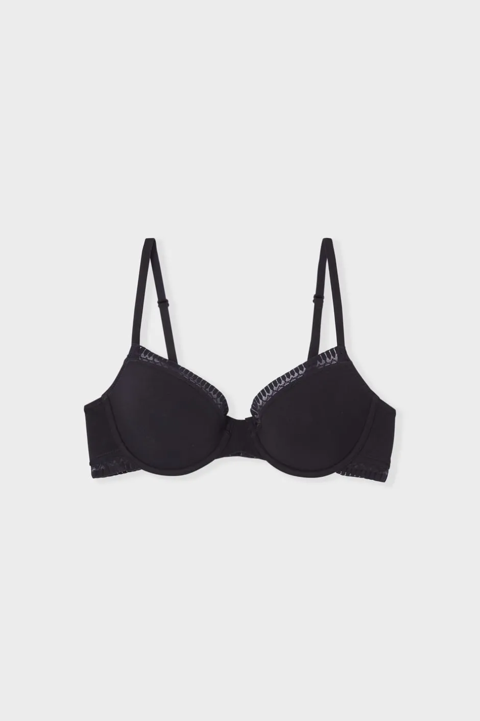 ETAM Sujetadores Talla Grande: Copas D-G|Balconette|Sujetador N.4 - Copas finas de algodón orgánico NEGRO