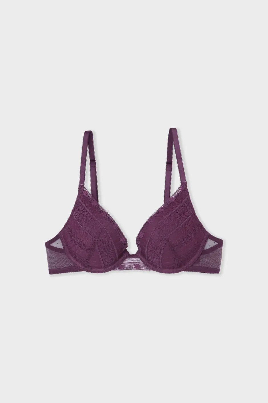 ETAM Sujetadores De Encaje|Push Up|Sujetador N.2 - El push-up escote pronunciado de encaje MORADO