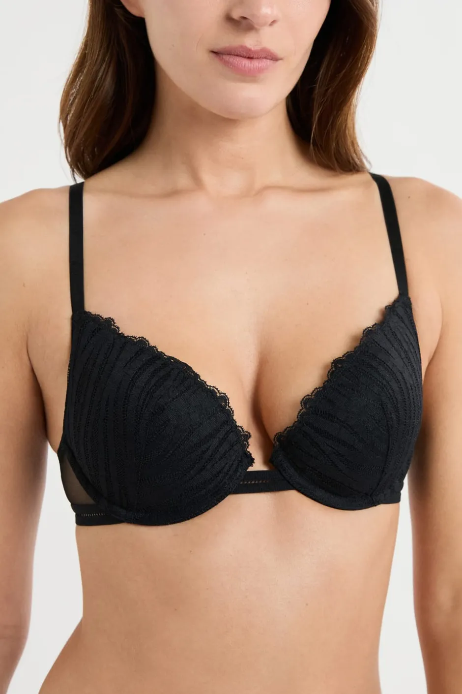 ETAM Sujetadores De Encaje|Sujetadores Sexy|Sujetador N.2 - El push-up escote pronunciado NEGRO