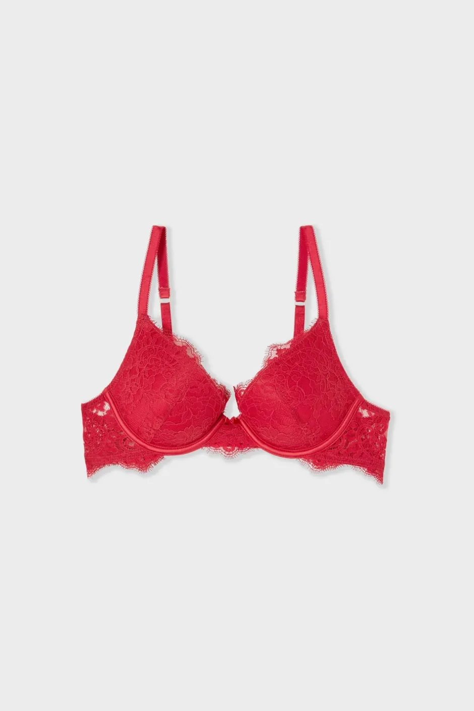 ETAM Sujetadores De Encaje|Sujetadores Sexy|Sujetador N.2 - Push-up de encaje ROJO