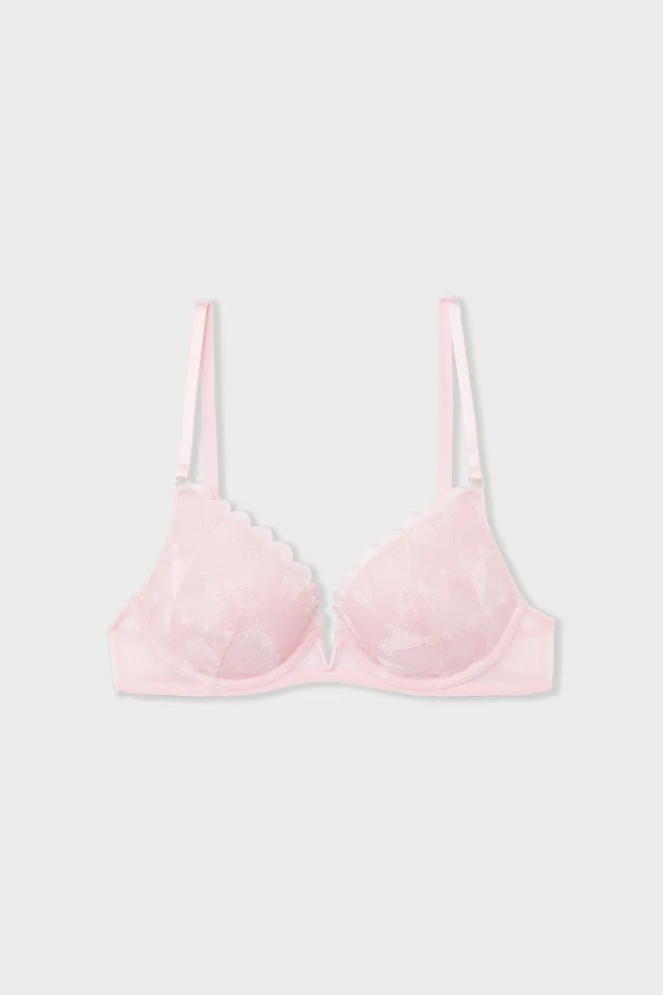 ETAM Sujetadores Sexy|Push Up|Sujetador N.2 - Push-up escote pronunciado con bordado de corazones ROSA
