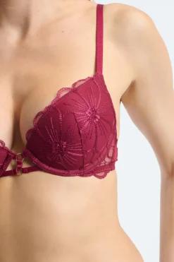 ETAM Sujetadores Sexy|Push Up|Sujetador N.2 - Push-up escotado con detalles bordados BURDEOS GRANATE