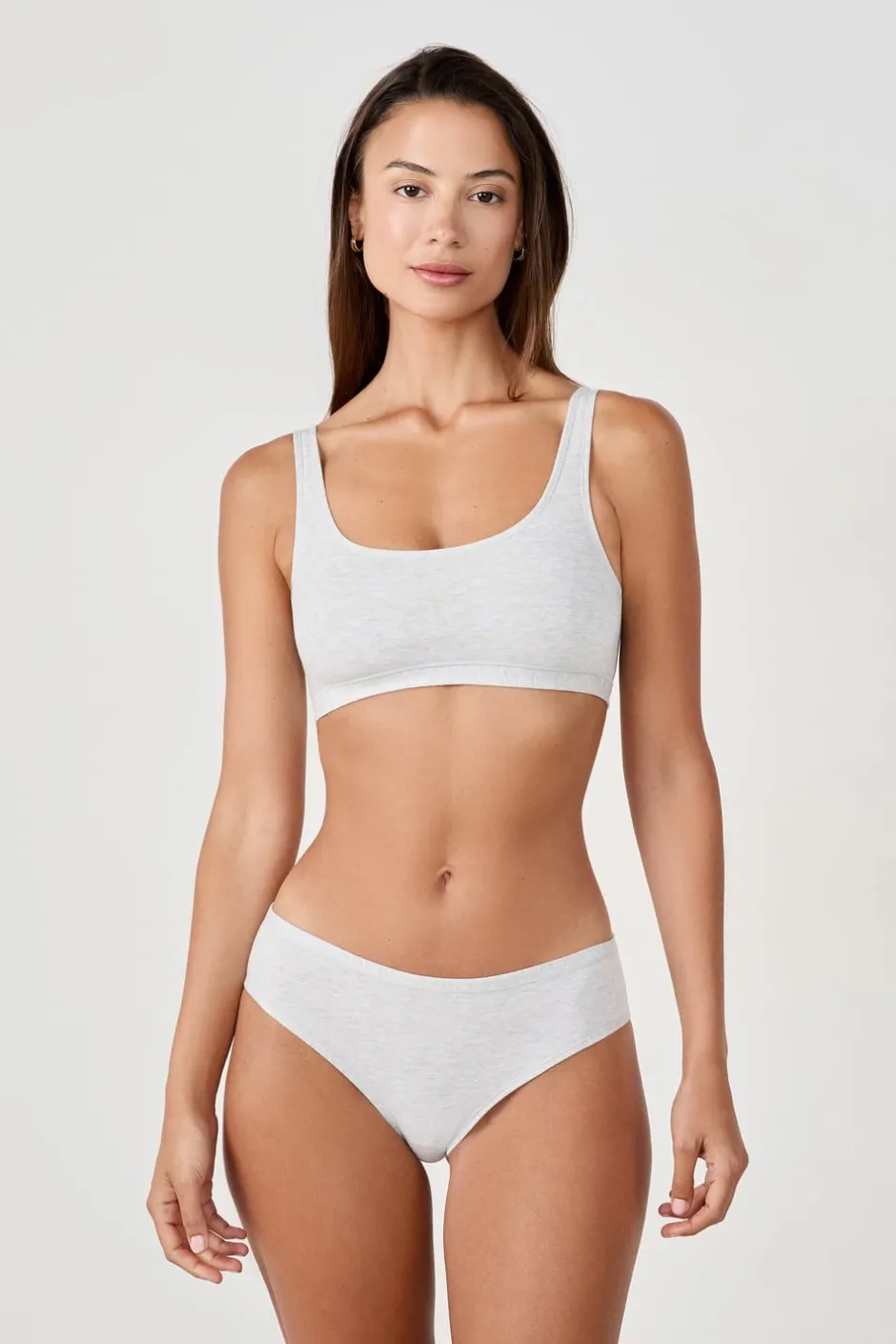ETAM Bralette|Sin Aro|Sujetador reversible de algodón orgánico elástico PLATA