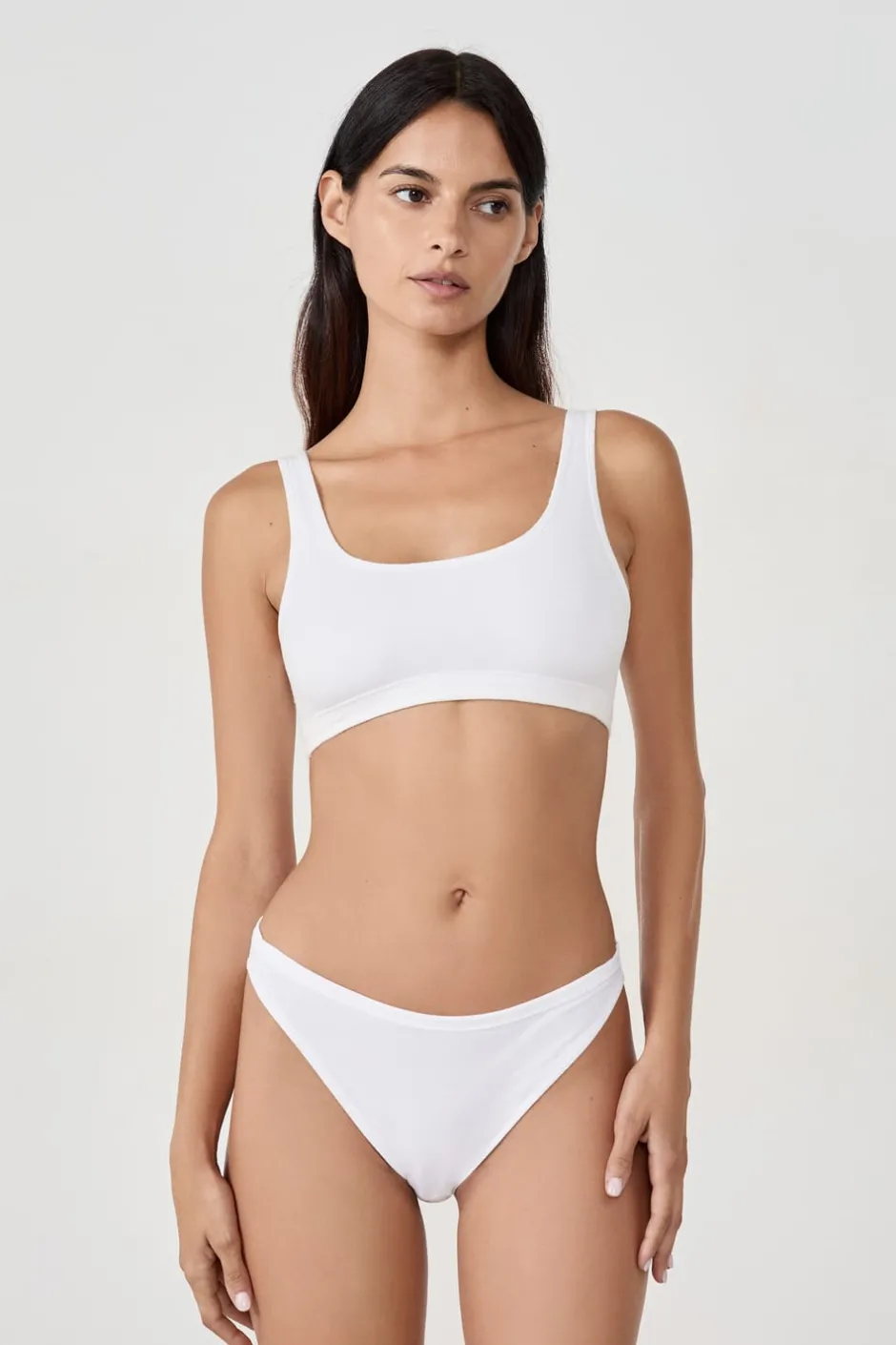 ETAM Lencería De Novia|Bralette|Sujetador reversible de algodón orgánico elástico BLANCO