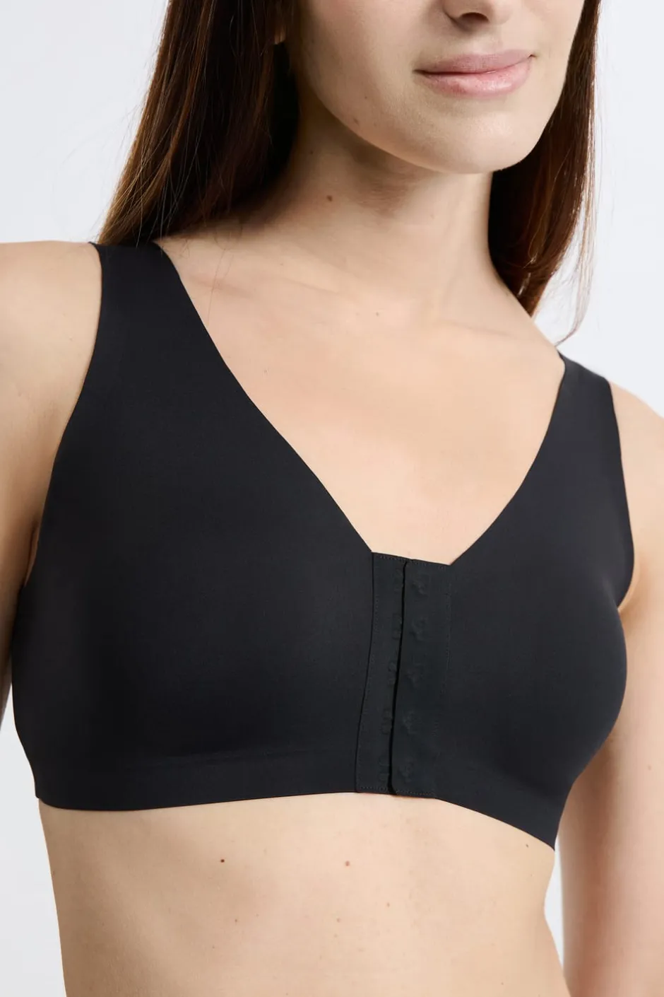 ETAM Sujetadores Post-Mastectomía|Bralette|Sujetador sin aros post-mastectomía con abertura delantera NEGRO