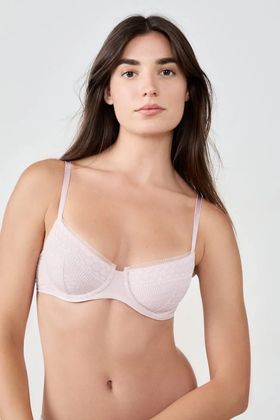 ETAM Sujetadores De Encaje|Sujetadores Talla Grande: Copas D-G|Sujetador sin relleno ROSA EMPOLVADO