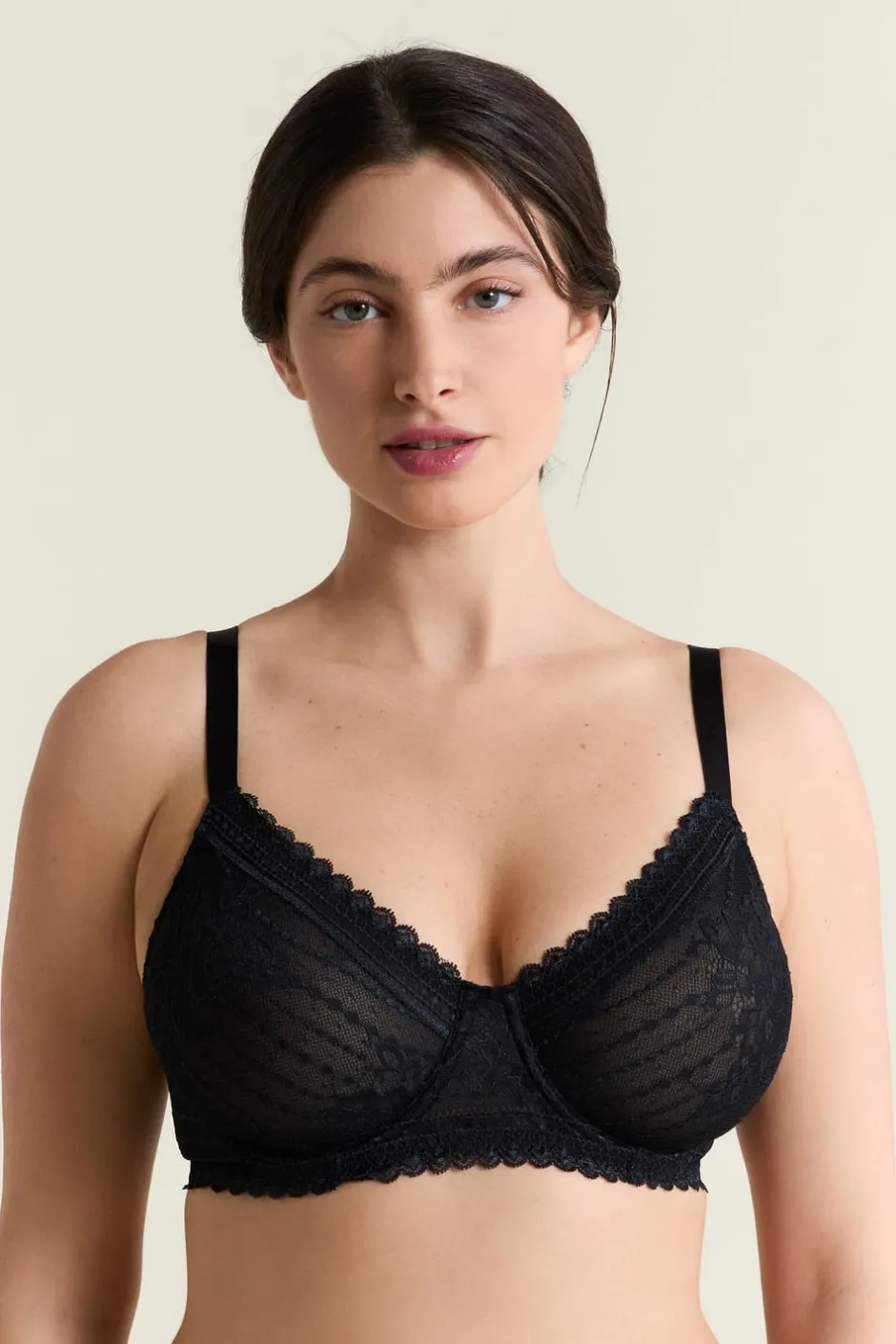 ETAM Balconette|Sujetadores Talla Grande: Copas D-G|Sujetador sin relleno efecto minimizador talla 1 NEGRO