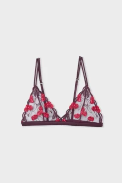 ETAM Sujetadores Sexy|Triángulo|Sujetador triangular con estampado de cerezas MORADO