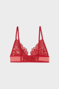 ETAM Sujetadores De Encaje|Sujetadores Sexy|Sujetador triangular de bordado ROJO