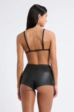 ETAM Sujetadores Sexy|Triángulo|Sujetador triangular de cuero NEGRO