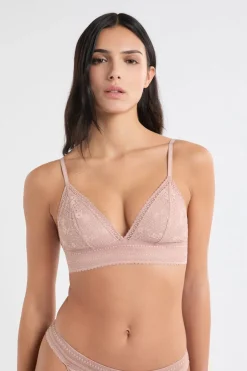 ETAM Sujetadores De Encaje|Sujetadores Talla Grande: Copas D-G|Sujetador triangular de encaje ROSA EMPOLVADO