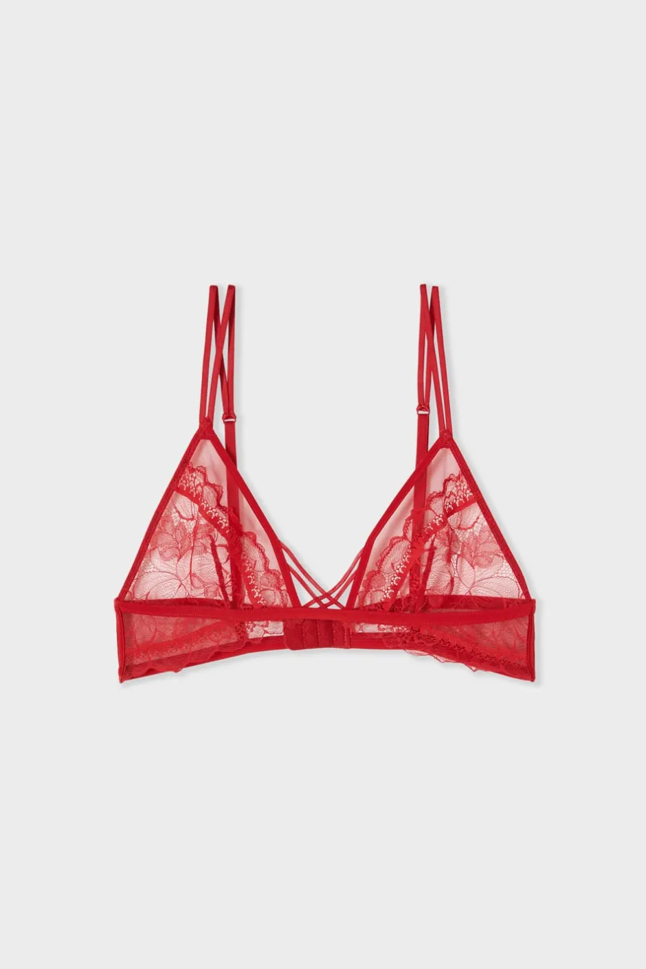 ETAM Sujetadores De Encaje|Sujetadores Sexy|Sujetador triangular de encaje con tirantes dobles ROJO