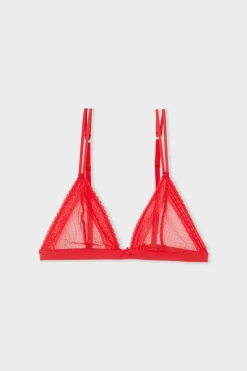 ETAM Sujetadores De Encaje|Triángulo|Sujetador triangular de encaje ROJO