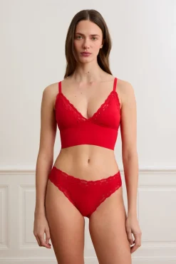 ETAM Triángulo|Sin Aro|Sujetador triangular de microfibra y encaje ROJO