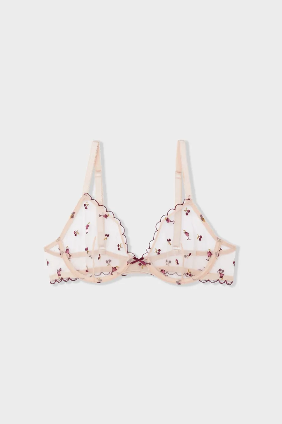 ETAM Sujetadores Talla Grande: Copas D-G|Sujetadores Sexy|Sujetador triangular de tul con estampado BLUSH