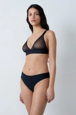 ETAM Sujetadores Talla Grande: Copas D-G|Sujetadores Invisibles|Sujetador triangular sin aros NEGRO