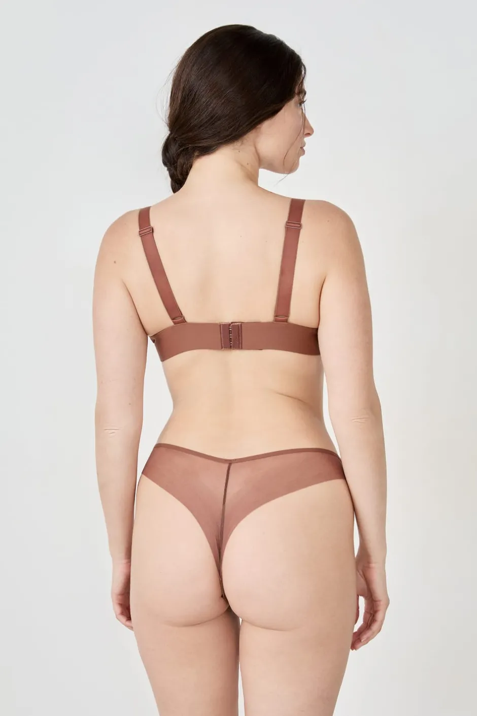 ETAM Lencería De Novia|Sujetadores Talla Grande: Copas D-G|Sujetador triángulo sin aros de tul MARRÓN