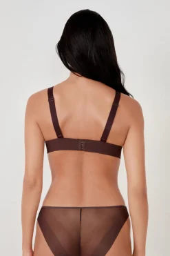 ETAM Lencería De Novia|Sujetadores Talla Grande: Copas D-G|Sujetador triángulo sin aros de tull CHOCOLATE