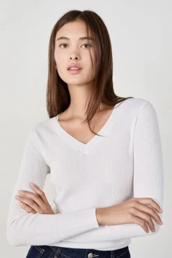 ETAM Cuello En V|Jerséis|Suéter cuello en V BLANCO