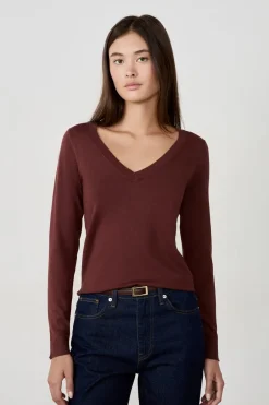 ETAM Básicos|Cuello En V|Suéter cuello en V MARR&Oacute;N