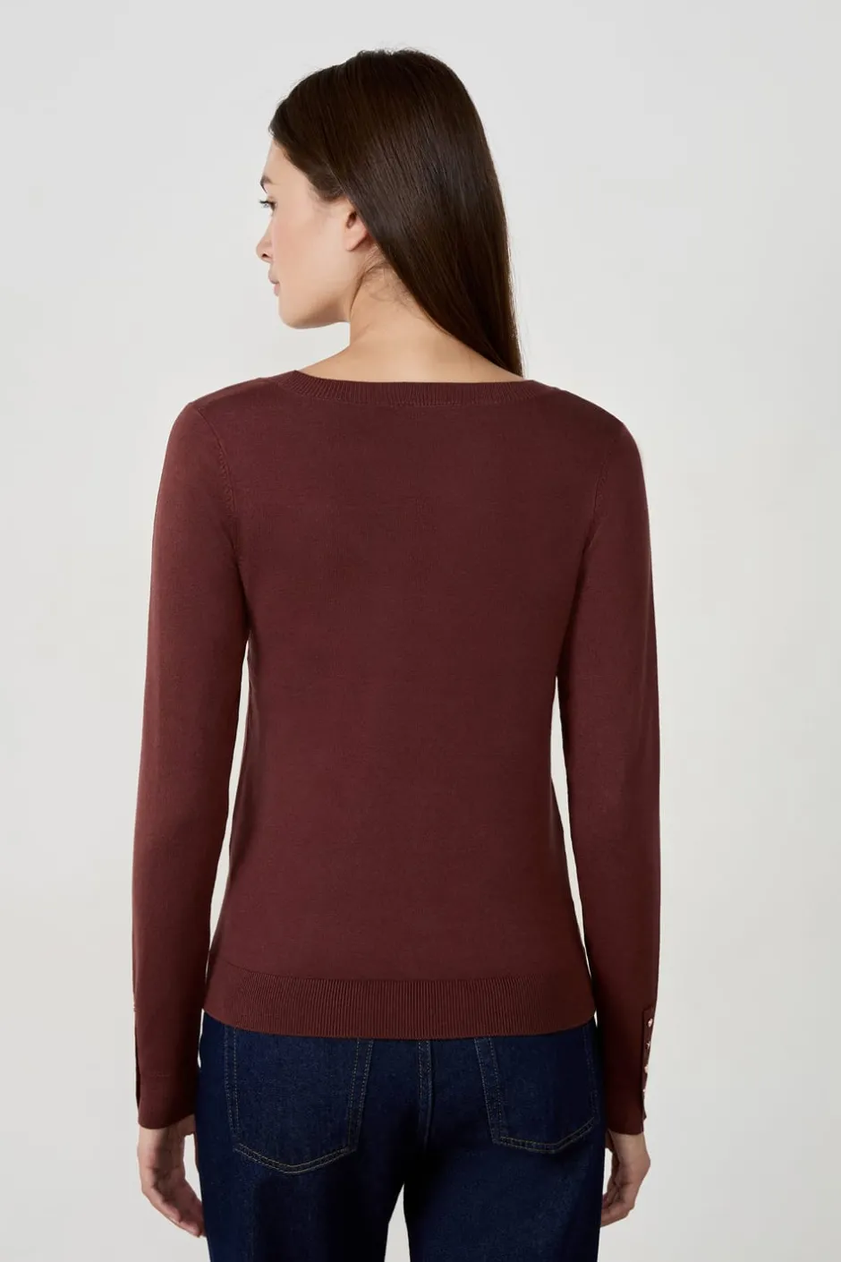 ETAM Básicos|Cuello En V|Suéter cuello en V MARRÓN