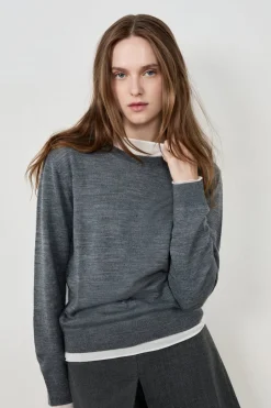 ETAM Básicos|Cuello Redondo|Suéter de manga larga de lana GRIS