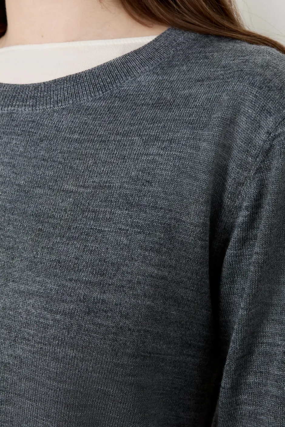 ETAM Básicos|Cuello Redondo|Suéter de manga larga de lana GRIS