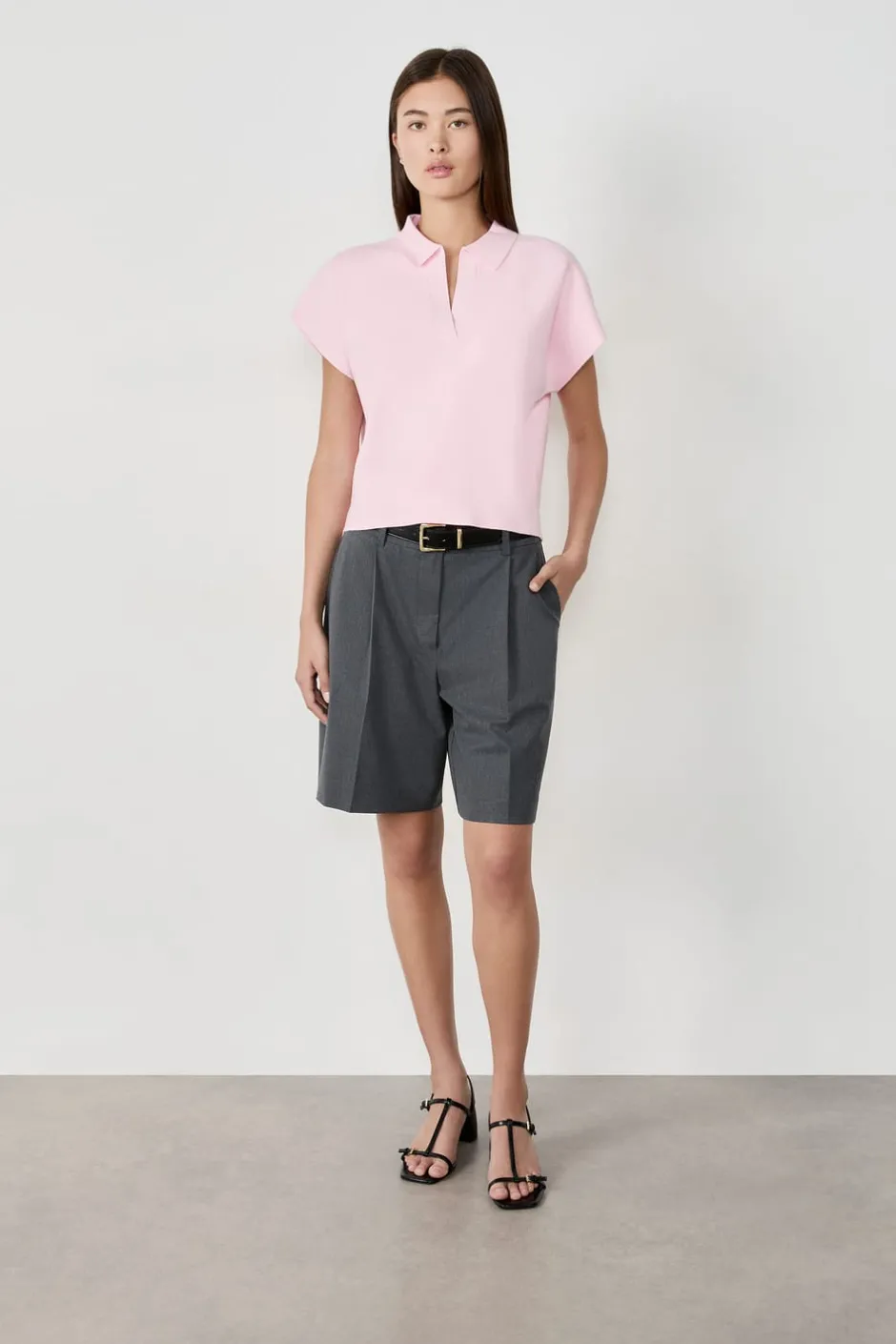 ETAM Cuello En V|Sin Mangas|Suéter sin mangas cuello Polo ROSA EMPOLVADOS