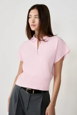 ETAM Cuello En V|Sin Mangas|Suéter sin mangas cuello Polo ROSA EMPOLVADOS