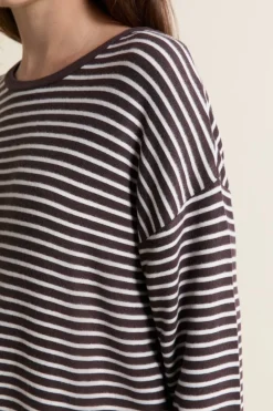 ETAM Homewear|Los Pijamas Más Responsables|Sweatshirt de pyjama à rayures CHOCOLAT